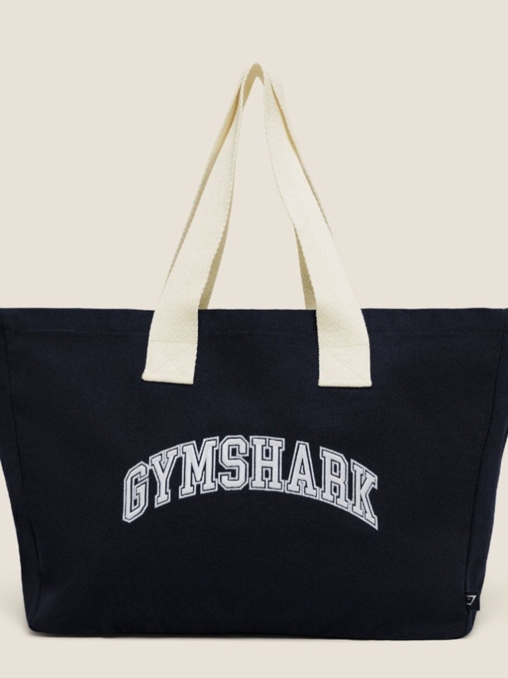 Gymshark Black Canvas Tote Bag with Cream Straps